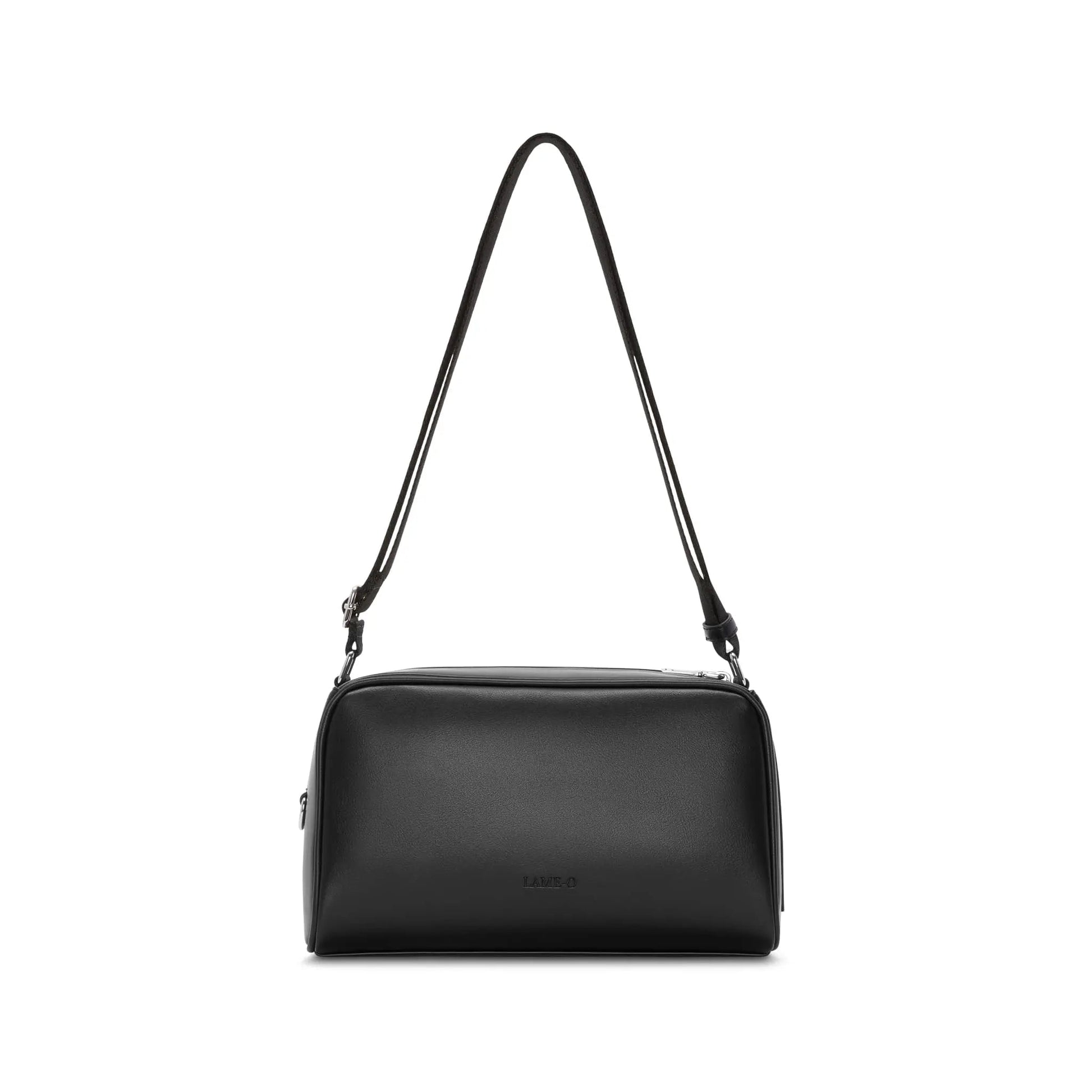 Back view of Lamoland trinket bag in black vegan leather with sleek everyday design