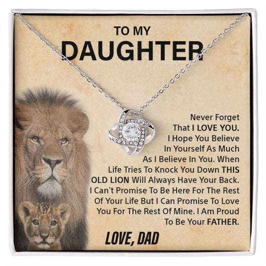 To my Daughter Never forget Love knot necklace