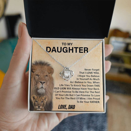 To my Daughter Never forget Love knot necklace