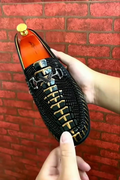 Men's Leather Crocodile Pattern Loafers