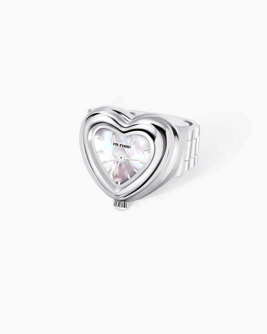 City Heart Watch Ring in Silver