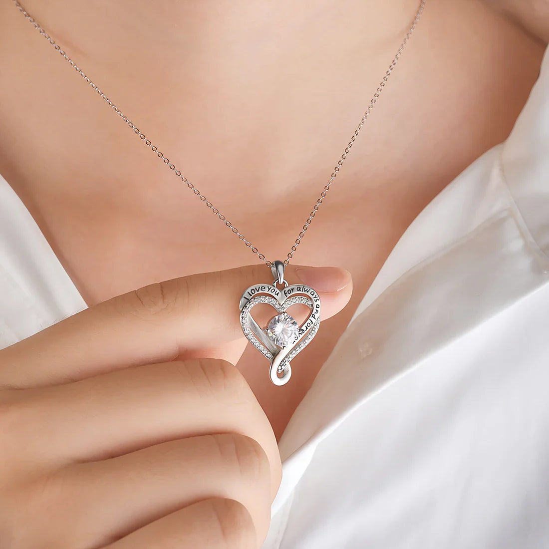 Engraved Heart Necklace with Wooden Box To My Love