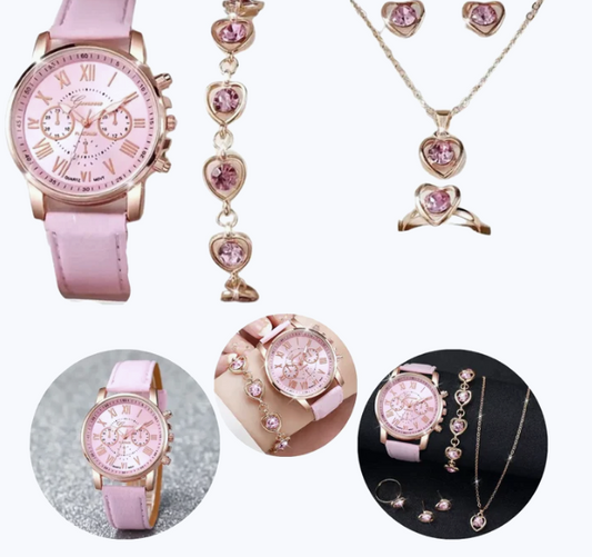 Women's Watch Kit with Ring, Necklace, Earrings and Bracelet