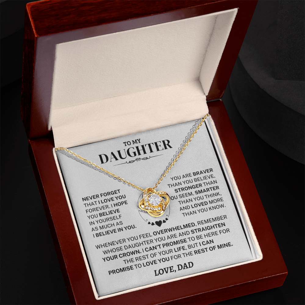 Gift For Daughter From Dad, "Never Forget That I Love You", Knot Necklace